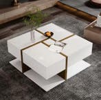 Salontafel 78x78 cm – vierkant met lades en onderplank, Huis en Inrichting, Tafels | Salontafels, Verzenden, Nieuw