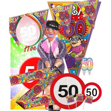 Vijftig/50 jaar Sarah feestartikelen pakket XL versiering .., Verzenden, Nieuw