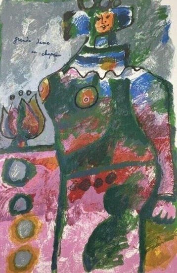 Théo Tobiasse (1927-2012) - Grand Lady in a Hat