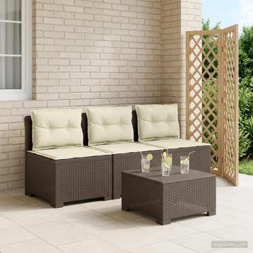 vidaXL 3-zits tuinbank met kussens in rattanlook PP, Verzenden, Nieuw