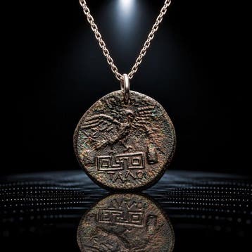 Oud-Grieks Brons Athena & the Sacred Eagle — Symbolen van