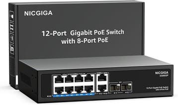 PoE+ Switch Gigabit 12-poorts | 34% Korting, Computers en Software, Ophalen of Verzenden, Zo goed als nieuw