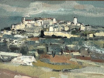 Louis Trabuc (1928-2008) - Village provençal sur la colline, Antiek en Kunst