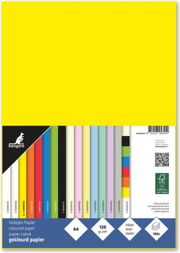 Kangaro papier A4 120 grams geel, Nieuw