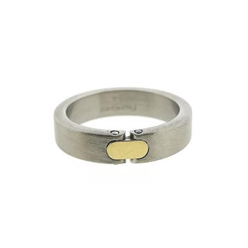 Pequignet bicolor stalen ring met geelgoud, Sieraden, Tassen en Uiterlijk, Gebruikt, Ophalen of Verzenden, 17 tot 18, Dame of Heer