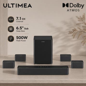 ULTIMEA Poseidon D80 Boom Soundbar: 7.1ch Dolby Atmos, 500W,, Audio, Tv en Foto, Home Cinema-sets, Verzenden, Nieuw