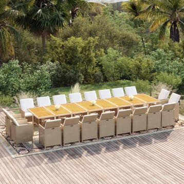 vidaXL 21-delige Tuinset met kussens poly rattan beige, Verzenden, Nieuw, 2 zitplaatsen, Tuinset