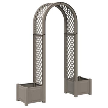vidaXL Rozenboog met planter Grijs 168,5 x 43 x 207 cm PP, Verzenden, Nieuw