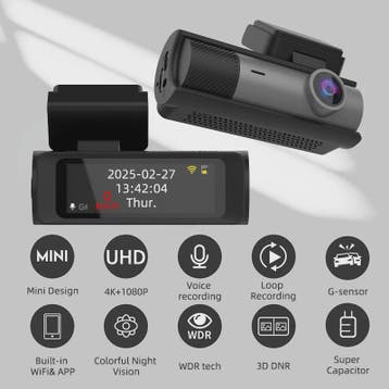 ACCEO B61P 4K Dashcam met Dubbele Lens (Voor & Achter 1080P), Verzenden, Nieuw