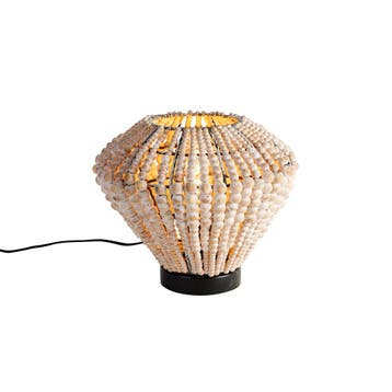 Oosterse tafellamp beige met kralen - Moti, Huis en Inrichting, Verzenden, Nieuw, Hout, Oosters