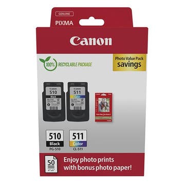 Canon PG-510/CL-511 photo value pack Inktcartridge, Verzenden, Nieuw, Cartridge, Canon