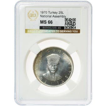 Turkije. Republic. 25 Liri 1970 GBCA - EU MS 66 (Zonder