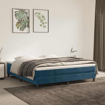 vidaXL Boxspring bed 160x200 cm fluweel donkerblauw, 200 cm, Stof, 160 cm, Verzenden