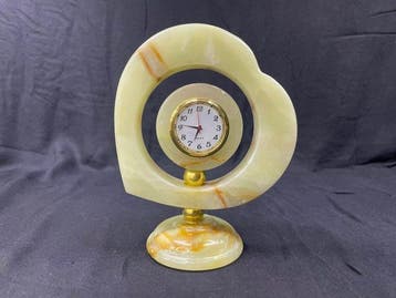 Himalayan Onyx Marble Heart Table Clock Decorative Art -, Antiek en Kunst