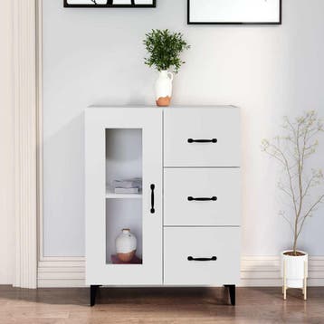 vidaXL Dressoir 69,5x34x90 cm bewerkt hout wit, Verzenden, Nieuw, Overige houtsoorten, Minder dan 50 cm