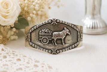Servetring - .833 zilver - Paard en kar