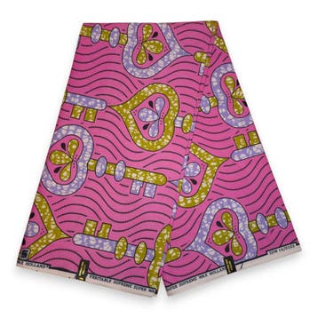 Afrikaanse stof - Roze Olijfgroen Keys - Super Wax 100% fijn, Ophalen of Verzenden, Nieuw