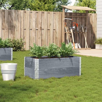 vidaXL Plantenbak 100x50 cm massief grenenhout grijs, Verzenden, Nieuw, Hout