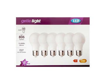 Veiling - 5x Energetic A60 Frost LED-lamp 8,6W 4000K E27 6-p, Huis en Inrichting, Nieuw
