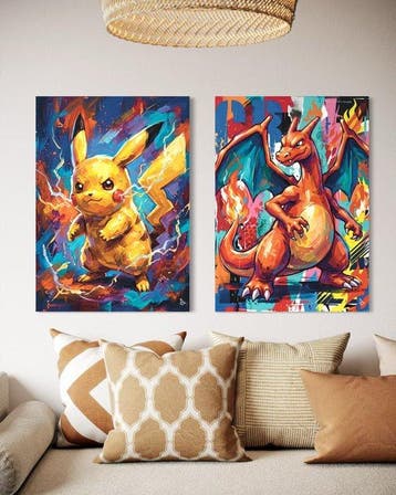 ANDSAL - Lot of 2 Pikachu & Charizard Pokémon Pop Art, Nieuw