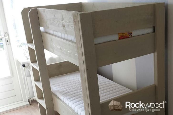 Rockwood® Bouwpakket Stapelbed Steigerhout naturel, Kinderen en Baby's, Kinderkamer | Stapelbedden en Hoogslapers, Stapelbed, Nieuw