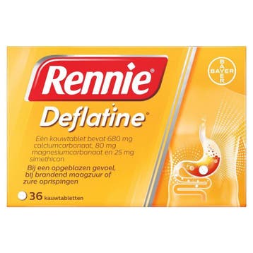 Rennie deflatine 36 tabletten, Verzenden, Nieuw