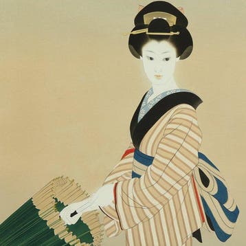 Original Woodblock Print - Janome(Paper Umbrella with, Antiek en Kunst