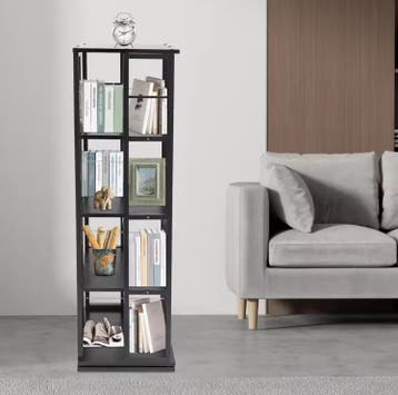 4-laags Draaibare Boekenkast –360° Rotatie en Compact 134 cm, Huis en Inrichting, Kasten | Boekenkasten, Verzenden, Nieuw