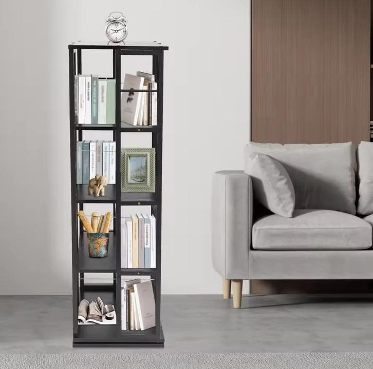 4-laags Draaibare Boekenkast –360° Rotatie en Compact 134 cm, Huis en Inrichting, Kasten | Boekenkasten, Nieuw, Verzenden