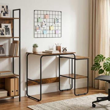 vidaXL Bureau met opbergruimte Gerookt eiken 100 x 50 x 75, Verzenden, Nieuw