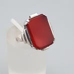 Zilver, Art Deco, Carneool - Ring, Antiek en Kunst