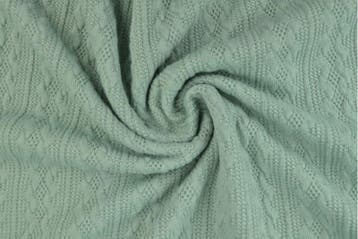 10 meter jacquard gebreide kabelstof - Oud groen, Overige materialen, 120 cm of meer, Ophalen of Verzenden, Groen
