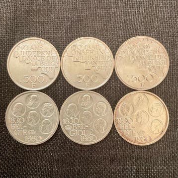 België. 500 Francs Boudewijn I 1980, 150 jaar