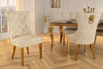 Barokke stoel CASTLE DELUXE beige fluweel goud roestvrij, Huis en Inrichting, Stoelen, Ophalen of Verzenden, Nieuw