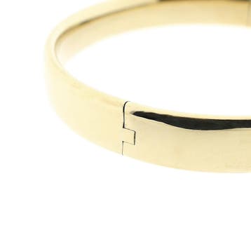 Gouden brede slavenarmband; Maat M, Ophalen of Verzenden, Gebruikt, Goud, Goud