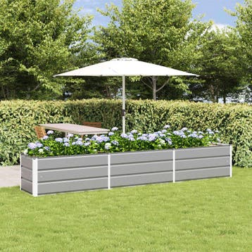 vidaXL Plantenbak Lichtgrijs 290 x 50 x 45 cm Gegalvaniseerd, Verzenden, Minder dan 60 cm, Nieuw, Metaal