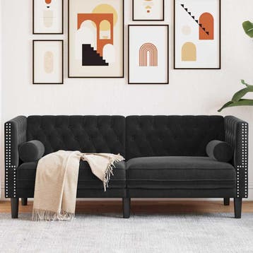 vidaXL Bank Zwart 174 x 74,5 x 70,5 cm Fluweel, Verzenden, Nieuw, Stof, Minder dan 150 cm