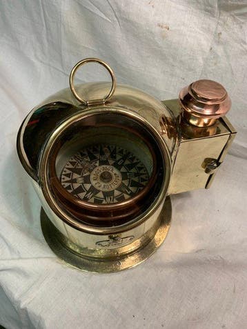 Binnacle-kompas - Messing, Glas, Antiek en Kunst