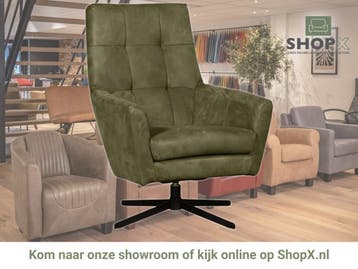 Leren draaifauteuil Central - Kenia Olive (olijf), Nieuw, Ophalen of Verzenden, 75 tot 100 cm, Industrieel, Modern