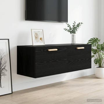 vidaXL Wandkast Zwart eiken 100 x 36,5 x 35 cm Bewerkt hout, Huis en Inrichting, Kasten | Overige, Verzenden, Nieuw
