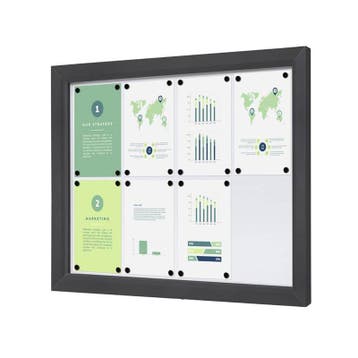 Informatiekast Buiten Whiteboard 8x A4 Breed Antracietgrijs, Nieuw in verpakking