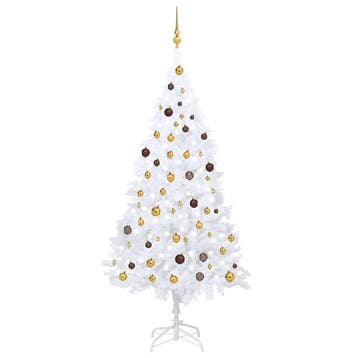 vidaXL Kunstkerstboom met verlichting en kerstballen 210 cm, Diversen, Kerst, Verzenden, Nieuw