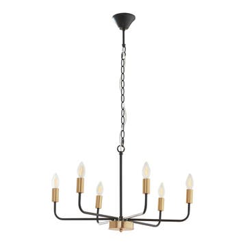 Kroonluchter Bishop 6-lichts 153x62x62 cm zwart en messing l, Verzenden, Nieuw