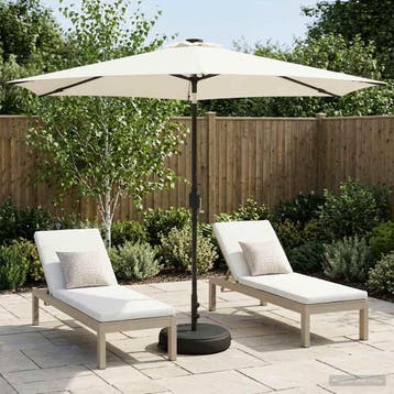 vidaXL Tuinparasol met LED-lampen en voet 300 x 300 cm, Verzenden, Nieuw, 2 tot 3 meter