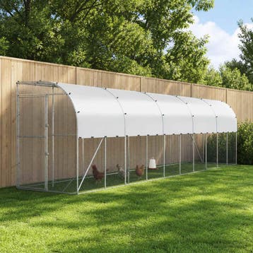 vidaXL Kippenhok Tegen de Muur zilver 600 x 150 x 215 cm, Dieren en Toebehoren, Verzenden, Nieuw