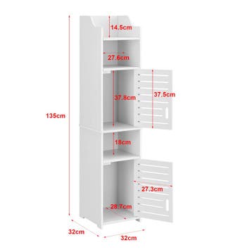 Badkamerkast Mora kolomkast HKC 135x32x32 cm wit, Verzenden, Nieuw