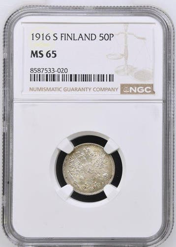 Finland. 50 Pennia 1916 - NGC MS65