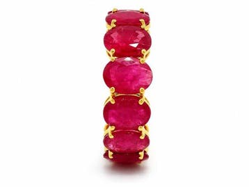 Eeuwigheidsring - 14 karaat Geel goud - 10.20ct. tw. Robijn