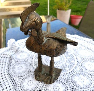 Bronzen statuette – Staande Okpa-haan, koninklijke kunst van, Antiek en Kunst
