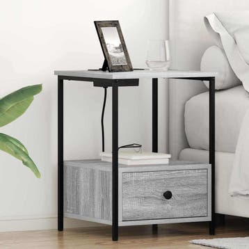 vidaXL Nachtkastje 2 st Grijs Sonoma 42 x 41 x 56 cm Bewerkt, Minder dan 45 cm, Verzenden, Nieuw, 55 tot 70 cm